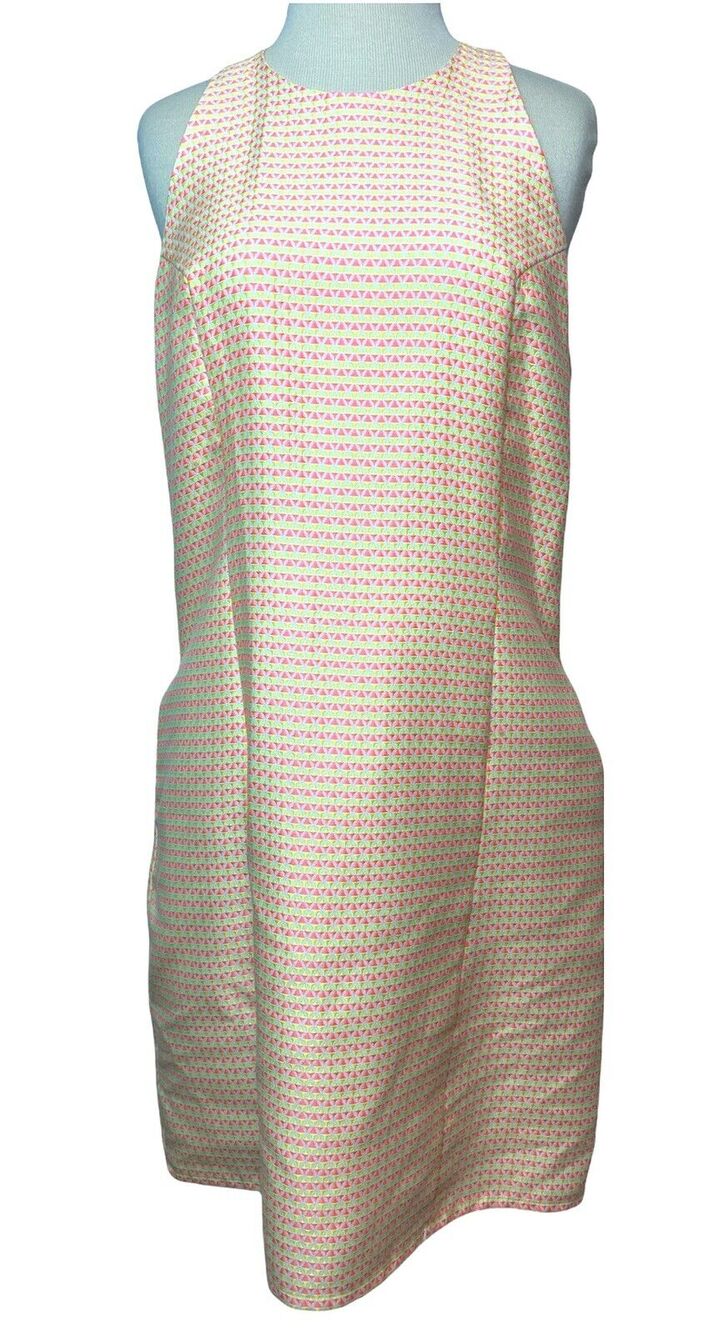 Large Britt Ryan Neon Sheath Sleeveless Dress Pink Yellow Geometric Pockets NWT